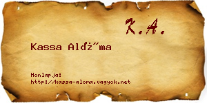 Kassa Alóma névjegykártya